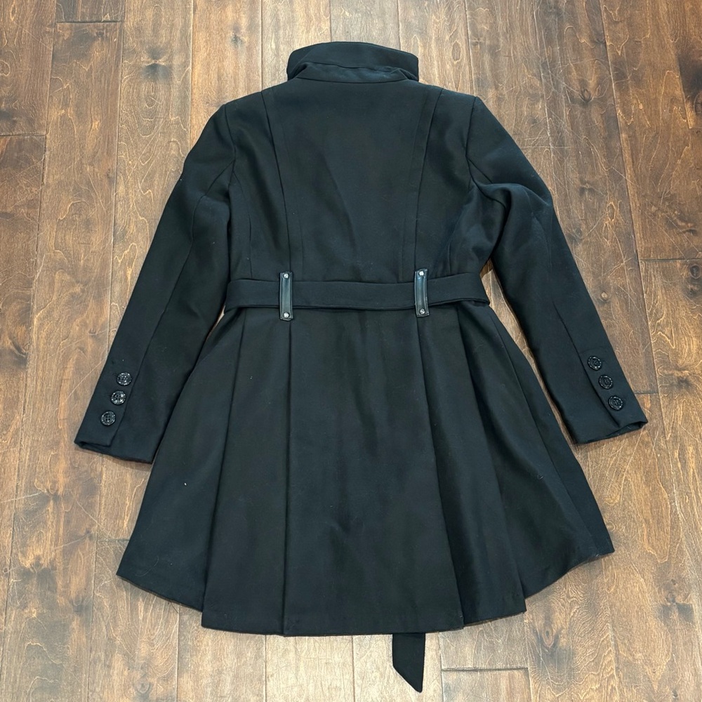 Steve Madden Juniors’ Black Belted Skirted Coat - Picture 3 of 16